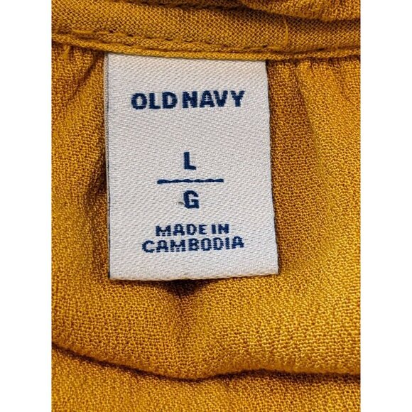 Old Navy Ruffle Trim Dress Womens L Sunflower Gold Yellow Elastic Waist Lined - Picture 6 of 8